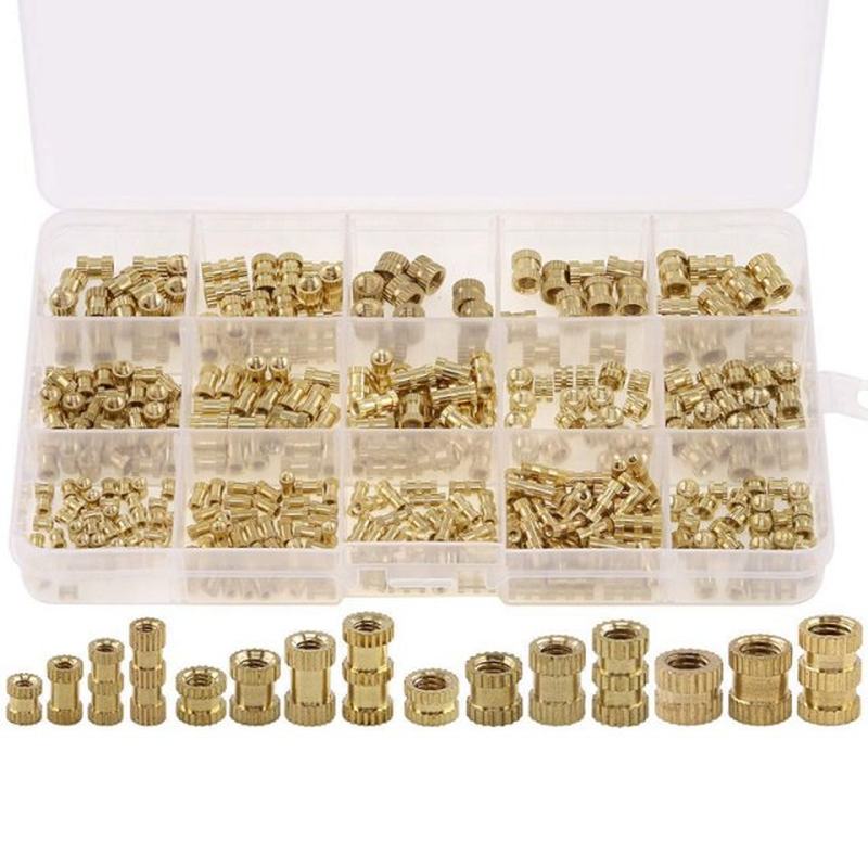 370PCS M2 M3 M4 M5 Internal Thread Knurled Nut Br Thread Ins