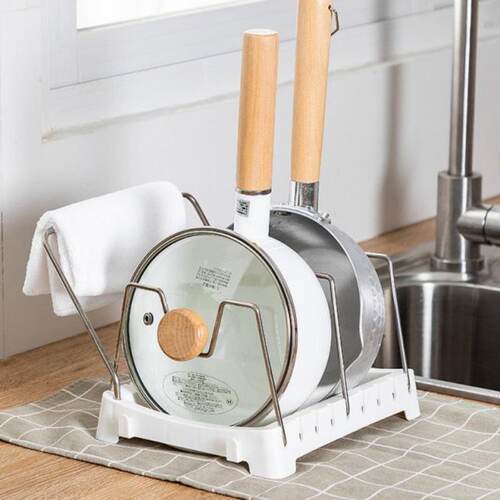 Kitchen Cookware Storage Rack Pot Lid Organizer Adjustable B