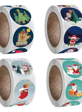 1 Roll (500pcs) Merry Christmas Handmade Sticker Card Box Pa