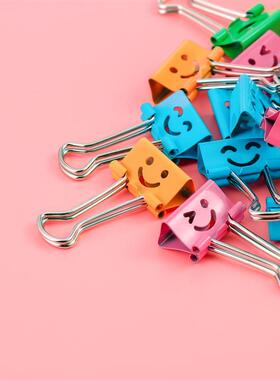 40pcs Binder Clips Smile Face File Paper Clip for Home Schoo