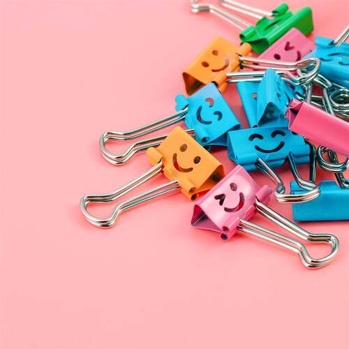 40pcs Binder Clips Smile Face File Paper Clip for Home Schoo