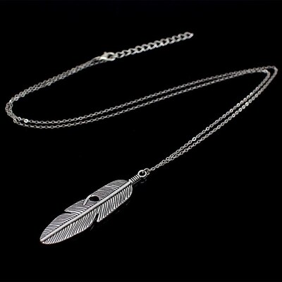 Simple Classic pendant Necklace Feather Necklace Long