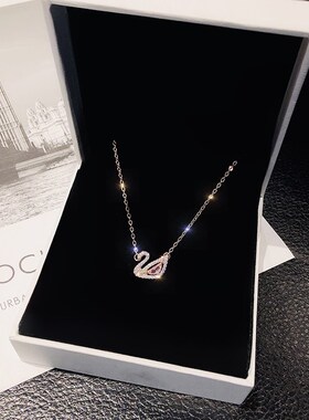 PINK SWAN Necklace women's pure silver luxury niche desi