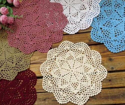 Handmade Round lace cotton table place mat cloth crochet pla