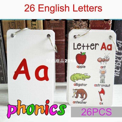 26 Letters English Phonics Pocket Cards Kids Montessori Lear