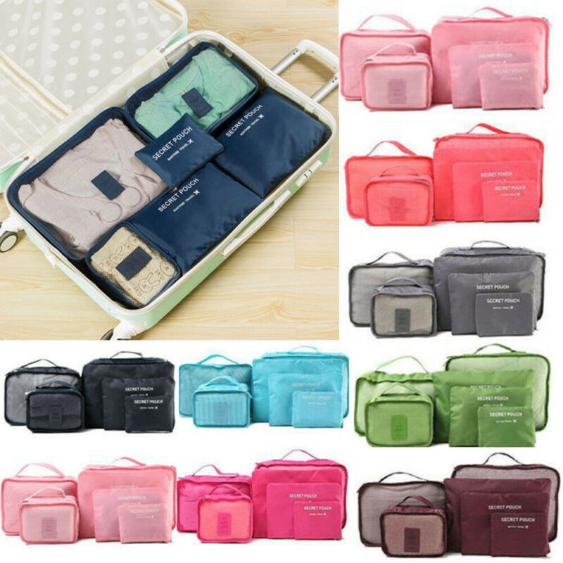 6Pcs/Set Clothes Luggage Packing Cube Organizer Suitcase Tr