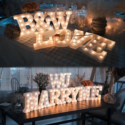 decorative lamp new year letter light proposal wedding