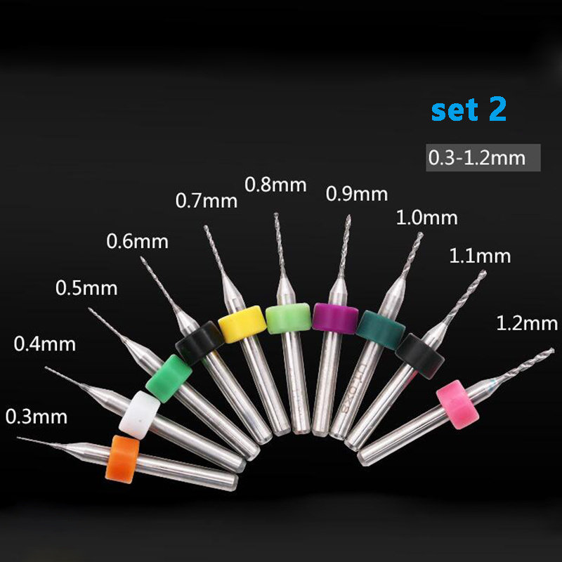 10pcs/set Mini PCB Tungsten Steel Drill Bit for Print Circui - 实物图