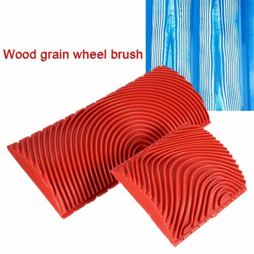 2pcs Red Rubber Wood Grain Paint Roller Brush Wood Grain Pat
