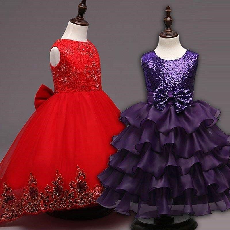 girls sequin chiffon tutu dress kids wedding party dresses