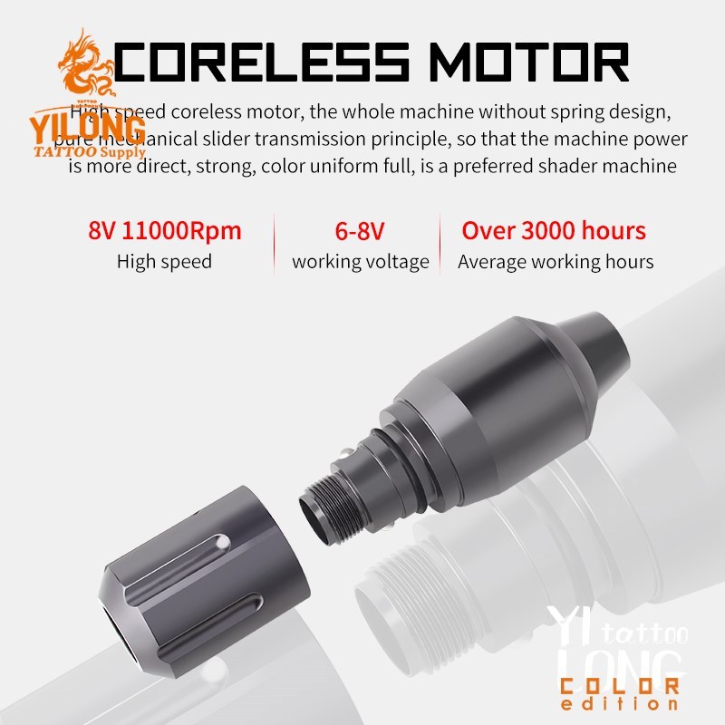 YILONG Pen Style Short Rotary Tattoo Machine Coreless Motor