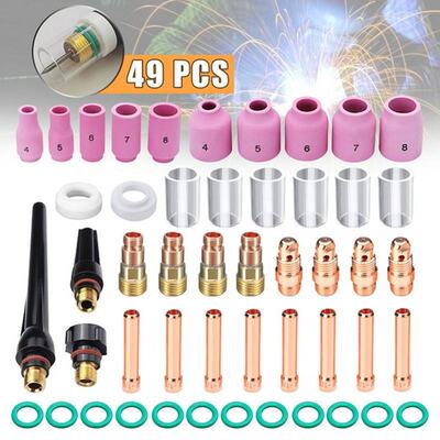 49pcs/set TIG Welding Torch Accessories Kit Alumina Nozzle S