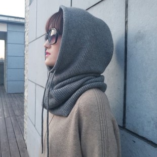 Women Multifunction Scarf Hat Cashmere Wool Knitted Neck Cap
