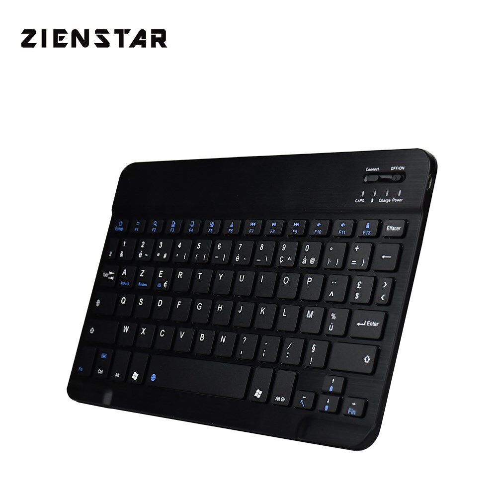Zienstar 10inch Azerty French Aluminum Wireless Keyboard Blu