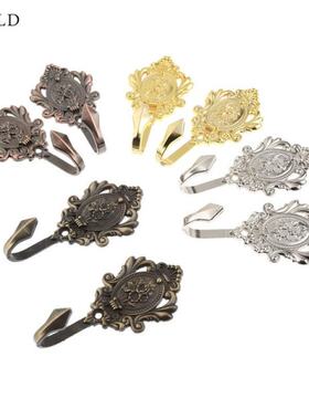 2Pcs Rose Pattern Wall Hook Vintage Drapery Curtain Holdback