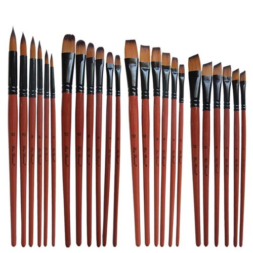 Nylon Hair Oil Paint Brush Round Filbert Angel Flat Acrylic