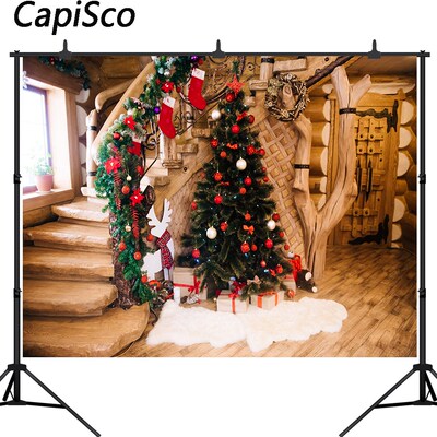 Capisco Christmas Rustic Wood House Xmas Tree Newborn Baby