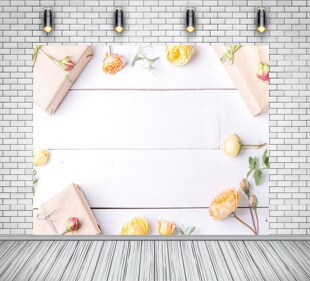 Ktonsdci White Vinyl Wood Backdrop Board Wall Planks Flower