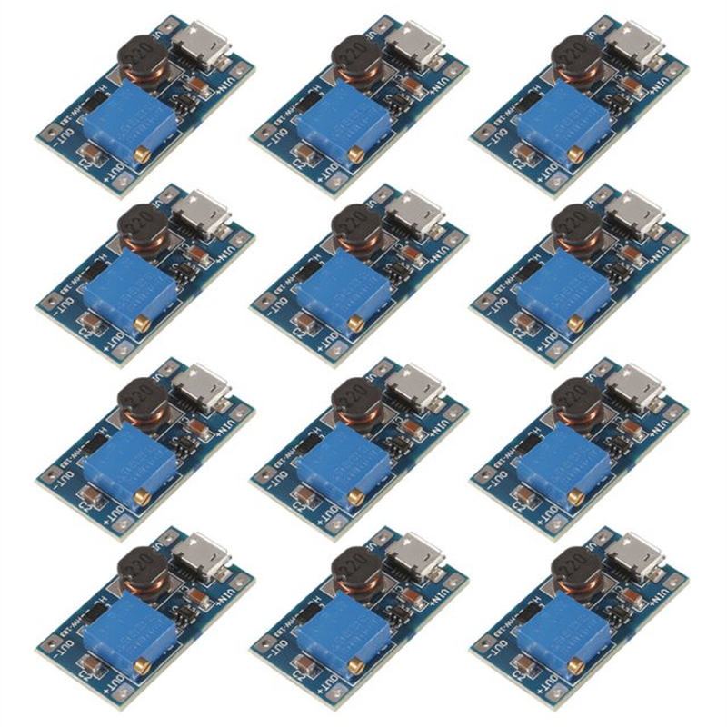 12pcs Boost Converter MT3608 DC-DC 2V-24V to 5V-28V 2A Micro