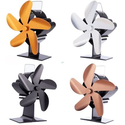 5 Blade Heat Powered Stove Fireplace Fan Fuel Saving Silent