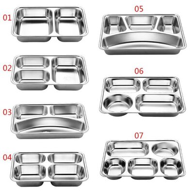 Stainless Steel Divided Dinner Tray Lunch Container Food Pla