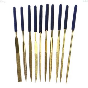New 10Pcs Titanium Diamond Coating Needle Flat File Set Meta