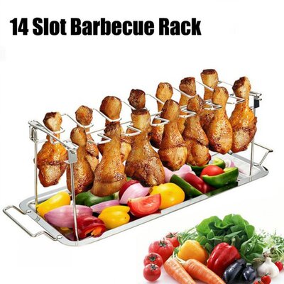 BBQ Beef Chicken Wing Leg Rack Grill Holder Rack With Drip P