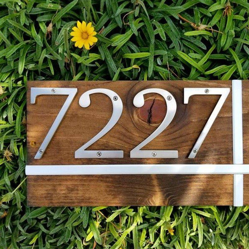 house number 101mm flush mount brushed nickel metal number d