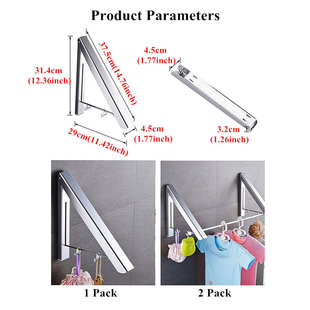 Wall Mounted Retractable Clothes Drying Rack Folding Collaps