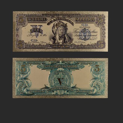 World Fake Money 1918 Years Gold Banknotes USA 5 Dollars Go