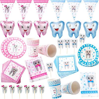 1set Boy/Girl My First Tooth Party Decor Supplies Disposabl