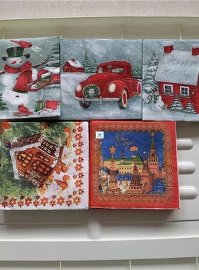 20 vintage Christmas napkin paper tissue Xmas Santa Claus