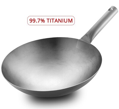High-end Pure Titanium Frying Wok Non-stick Pan Uncoated Coo