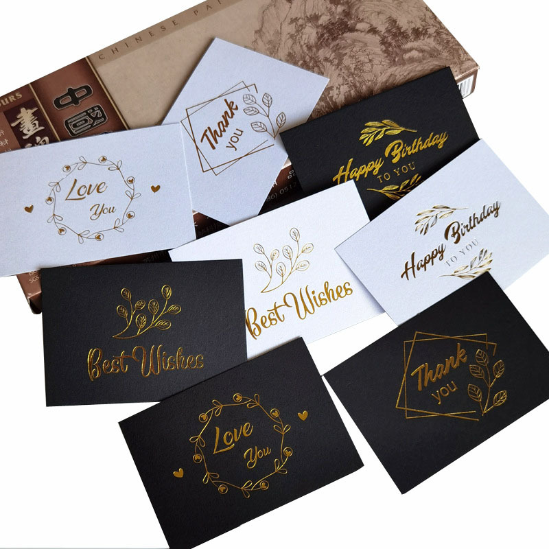 50PC Small Bronzing Single Page  Greeting Card Thank You Car