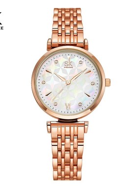 Shengke Brand Luxury Bracelet Women Watch Rosegold Wristwat