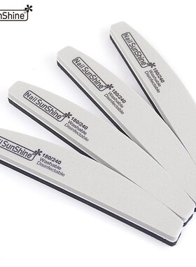 10 Pcs Gray Black Sponge Nail File 180/240 Half Moon Nail S