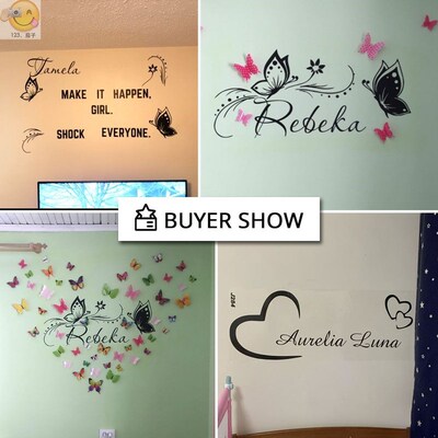 Personalized Custom Name Butterfly Wall Sticker Wallpaper
