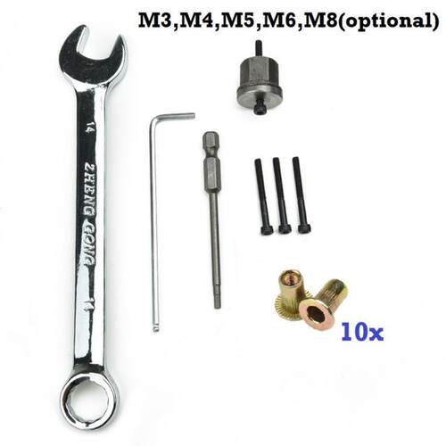 17Pcs/Set Nut Wrench Set Manual Rivet Nut Rivet Nut Installa