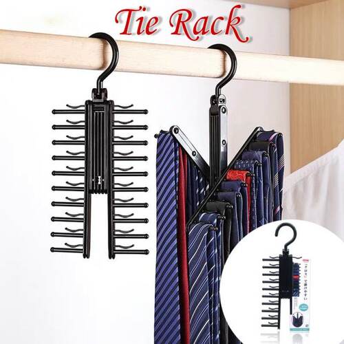 Multifuction Storage Belt Hanger 20 Tie Rack Holder 360 Degr