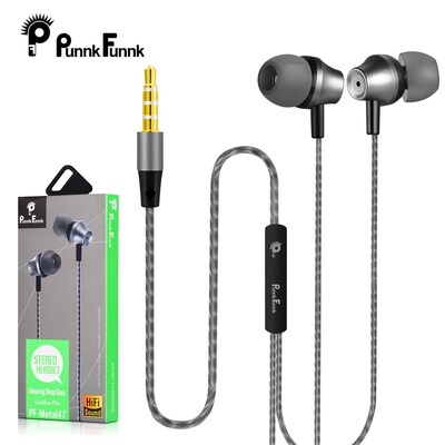 PunnkFunnk Metal wired Earphone Sport in ear Hifi bass ster