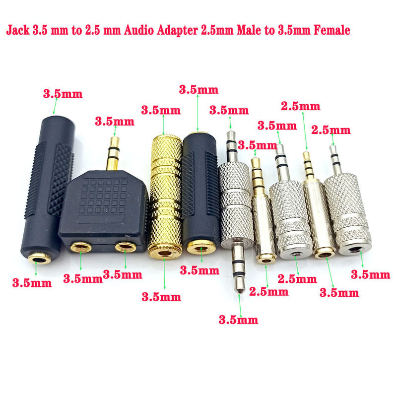 high quality 3pc gold 2.5 mm male to 3.5 mm female audio st
