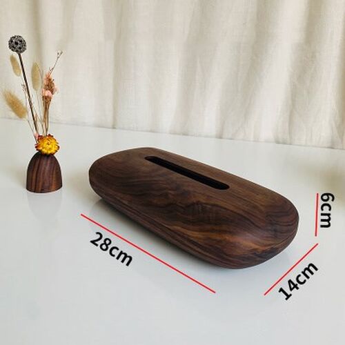 Solid Wood Tissue Box Black Walnut Wooden Household Coffee T