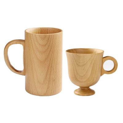 Wooden Coffee Mugs with Handle for Men Women Camping Cup Woo