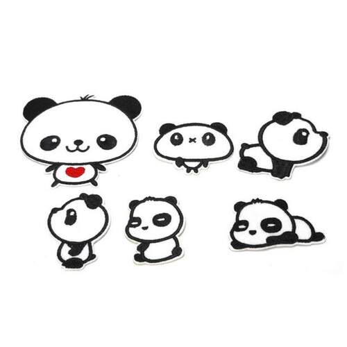 6PCS/Lot Sew iron on Cartoon Heart panda patches 适用于 clot