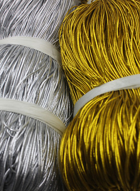 Gold tinsel cord, golden elastic cord, string, round elastic