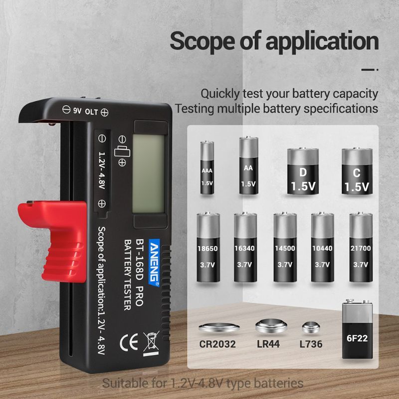 BT-168 PRO 1.2-4.8V AA/AAA/C/D Mini Battery Tester Quickly T