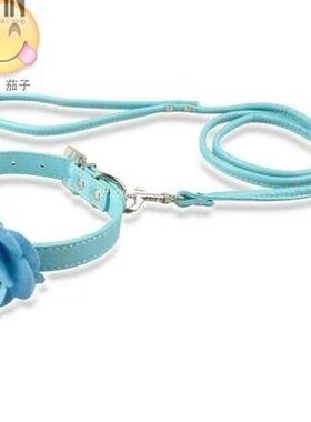 Cute Cat PuPPy Dog Leather LeaSh FLower CoLLar Set Pink CoLo