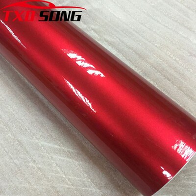 50cm*1m Premium Red Metallic Glossy Glitter Wrap Sticker