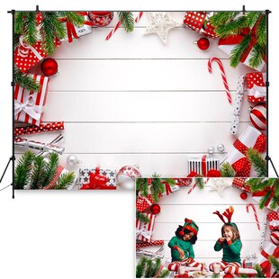 Christmas White Wooden Wall Backdrop Xmas Holiday Gift Wood