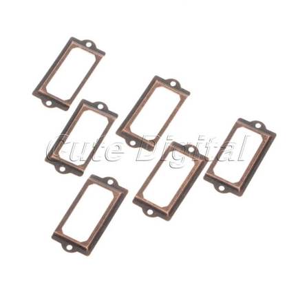 12pcs Antique Brass Metal Label Pull Frame Handle File Name